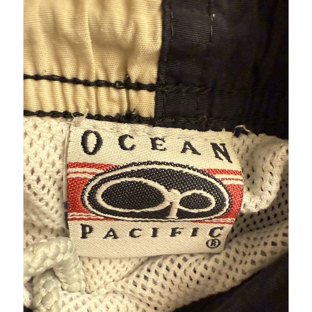 Vintage OP Ocean Pacific Swim Trunks Men 3XL Colorblock 90s Surf Lined‎ Nylon